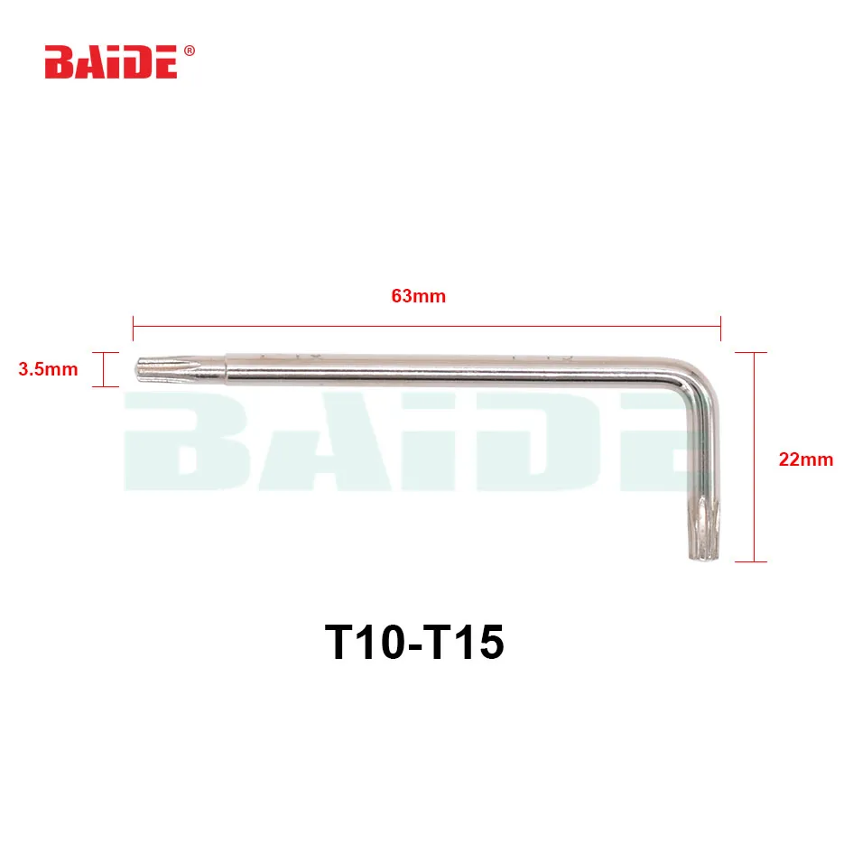 3.5mm توركس T10 T15 ثنائي الغرض L مفتاح مفتاح 45 # الصلب مفك بالجملة 500pcs / lot