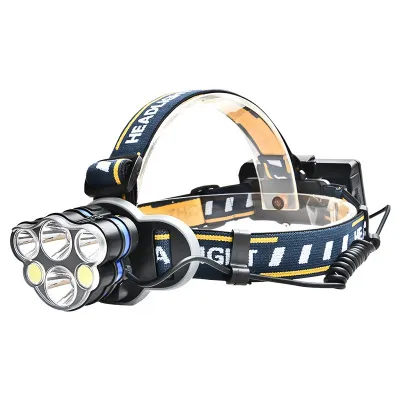 6 * LED T6 COB HEADLAMP USB Uppladdningsbar 18650 Batteri strålkastare Head Torch med laddare Presentbil Vattentät Superljus för fiske camping