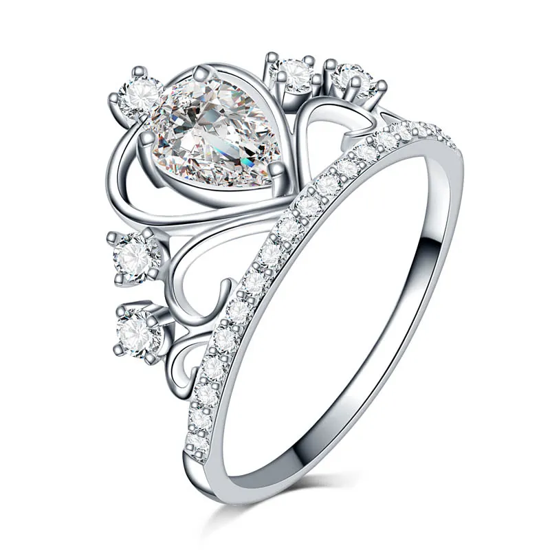 Luxe steen wit vergulde ring vrouwen meisje elegante 925 sterling zilveren kristal bruiloft gift sieraden vinger ringen