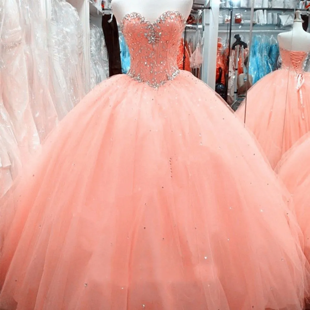 Vestidos de 15 años color sales peach