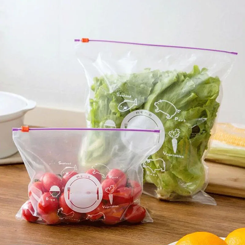 10PCs Reusable Fresh Zipper Bag Freezing Heating Storage Bag Versatile Vacuum Preservation Sealed Bag Kitchen Accessories