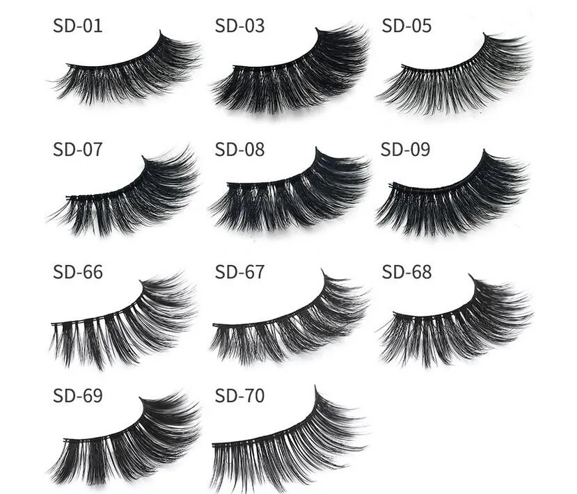 11 styles Selling 1pair/lot 100% Real Siberian 3D Full Strip False Eyelash Long Individual Eyelashes Lashes Extension