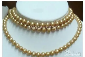 Bedövning Sea Rare Golden Pearl Necklace 48 tum 7-8 mm