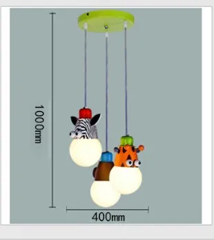 3 head E27 cartoon children's room chandelier bedroom lights cute monkey zebra creative lamps