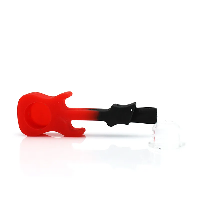 Silicone Rig guitarra tubo de silicone Com Bacia De Vidro 5 cores 4.3 polegada Mão Cachimbo De Água Hookah Bongs Tabaco Fumar dab ferramenta acessórios