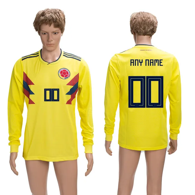 Colombia No10 Valderrama Home Long Sleeves Soccer Country Jersey