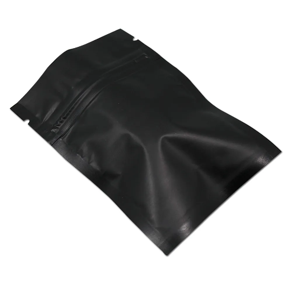 8x12 cm 200 Pack Zipper Lock Matte Black Mylar Foil Bag Foil Aluminum Food Long Term Storage Packaging Bag for Coffee Tea Powder w255R