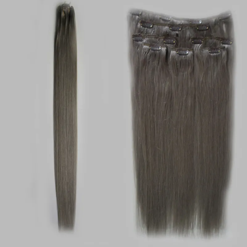 Clipe Na Extensão Do Cabelo Humano 8 Pçs / set cinza extensões de cabelo loiro 100g / Set cinza clipe em extensões do cabelo