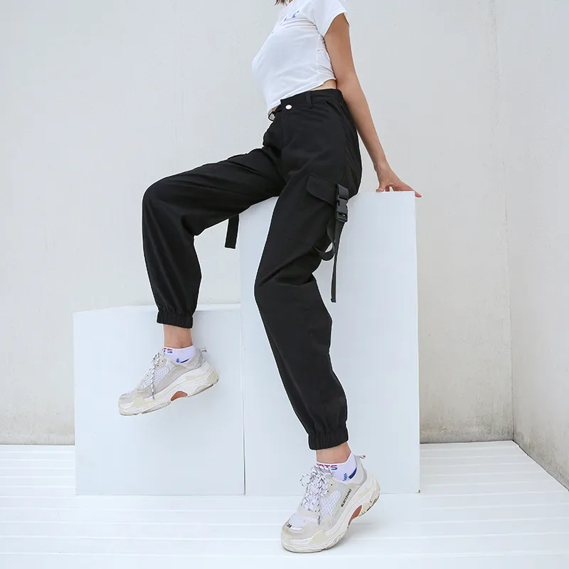 Korean Style High Waist Cargo Pants For Women HEYounGIRL Black Joggers,  Loose Fit Cargo Trousers Women, Casual Streetwear Capri C18111201 From  Shen8407, $16.75