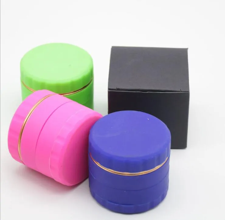 Silicone Dia 63mm 4 Layer herb Grinder Smoking Accessories Tools Case Aluminum Alloy Abrader Metal Tobacco Spice Crusher