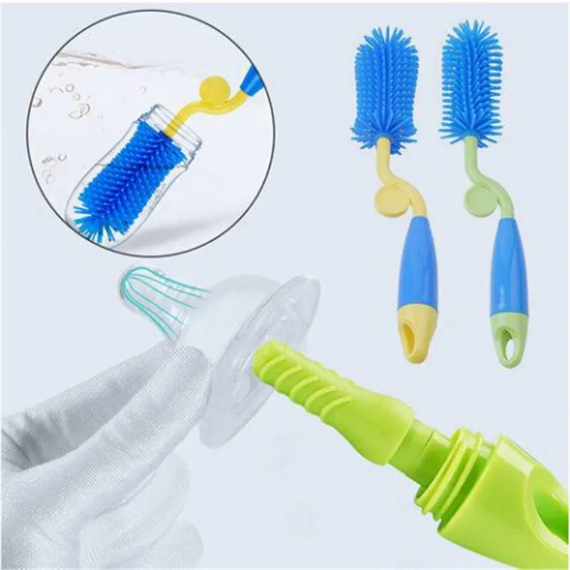 Wholesales!!!Durable Silicone Bottle Brush Baby Milk Bottle Cleaner Long Brush Cleaning Tool