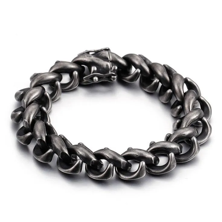 Vintage Black Stainless Steel Bracelet Men Fashion New Biker Chain