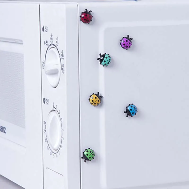 6Pcs Lovely Ladybug fridge magnets home decor Creative refrigerator Magnetic sticker Room Message Sticker Microwave Magnetic Sticker