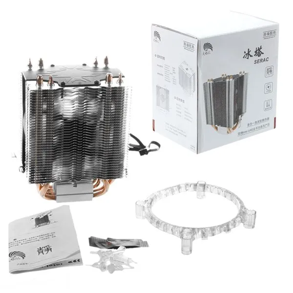 Бесплатная доставка новый 4 Heatpipe CPU Cooler радиатор для Intel LGA 1150 1151 1155 775 1156 (для AMD)