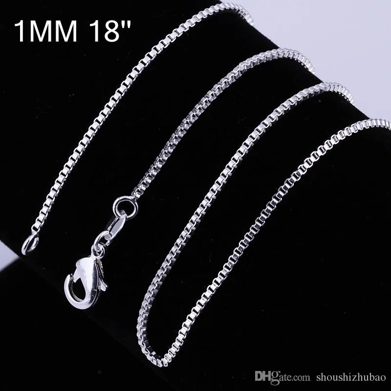 16 Inch Byzantine Box Chain Necklace 925 Sterling Silver Plated