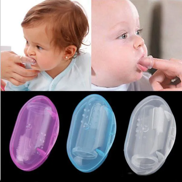 Crianças saudáveis úteis bebês bebês infantil de silicone macio escova de dentes de dentes massager de borracha com caixa B644