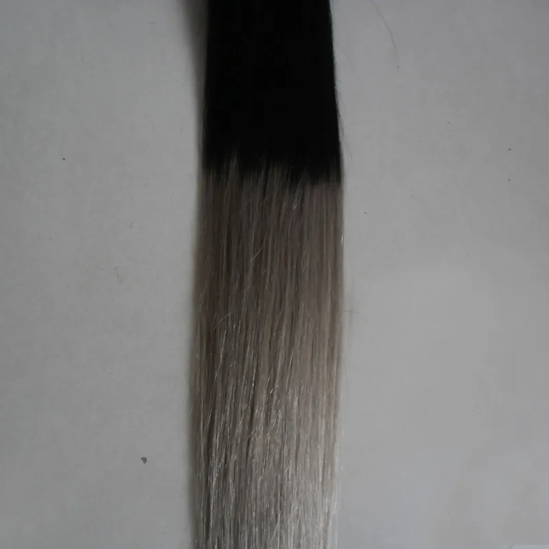 Ombre Cinza Ombre Humano Micro Loop Anel Extensões de Cabelo 100s 100% Virgem Extensões de Prata 100G 1G / S Micro Micro Principal Extensões de Cabelo T1B / Cinza