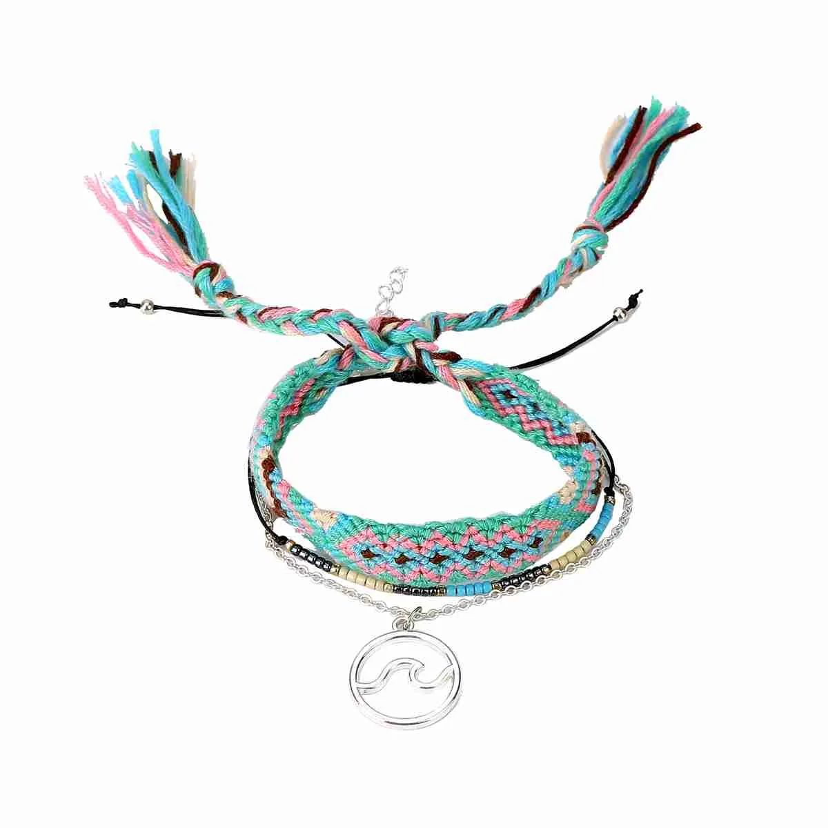 10 Teil/satz Mode handgewebtes Lederarmband mit Handanhänger Segeln Marine Wikinger-Stil Anker gewebtes Armband