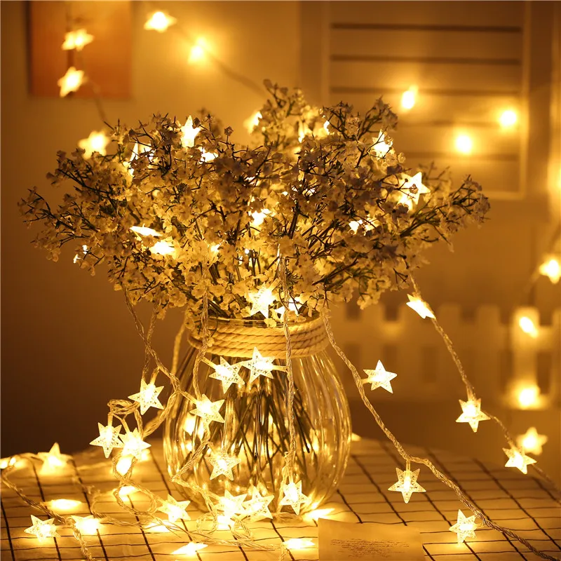 Star LED String light Fairy Fash Lights 3M 6M 10M Decorative Lamps Power  supply by Battery or USB For Holiday Wedding Party