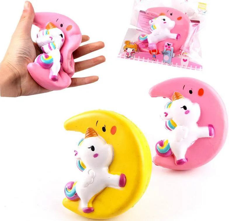 Squishy Unicorn Slowing Solleing Jumbo giocattolo giocattoli panini animali carino kawaii mini luna schivoso luna simulazione simulazione cartone animato pinch a pizzico di decompressione giocattolo