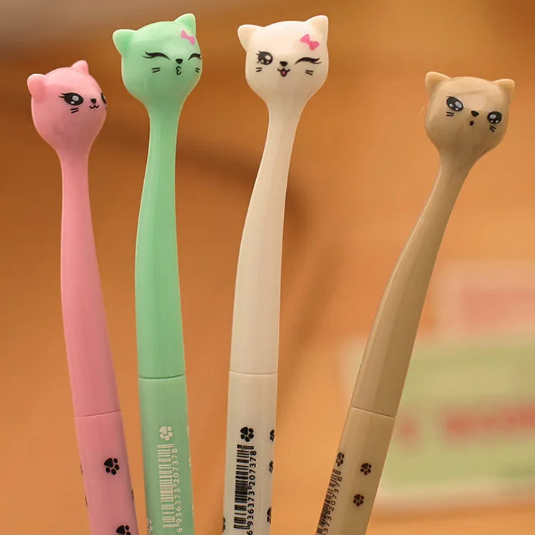 0,5 mm kawaii plast bläck kreativ gel penna tecknad katt neutrala pennor för skolskrivning kontor leveranser pen söt koreansk brevpapper