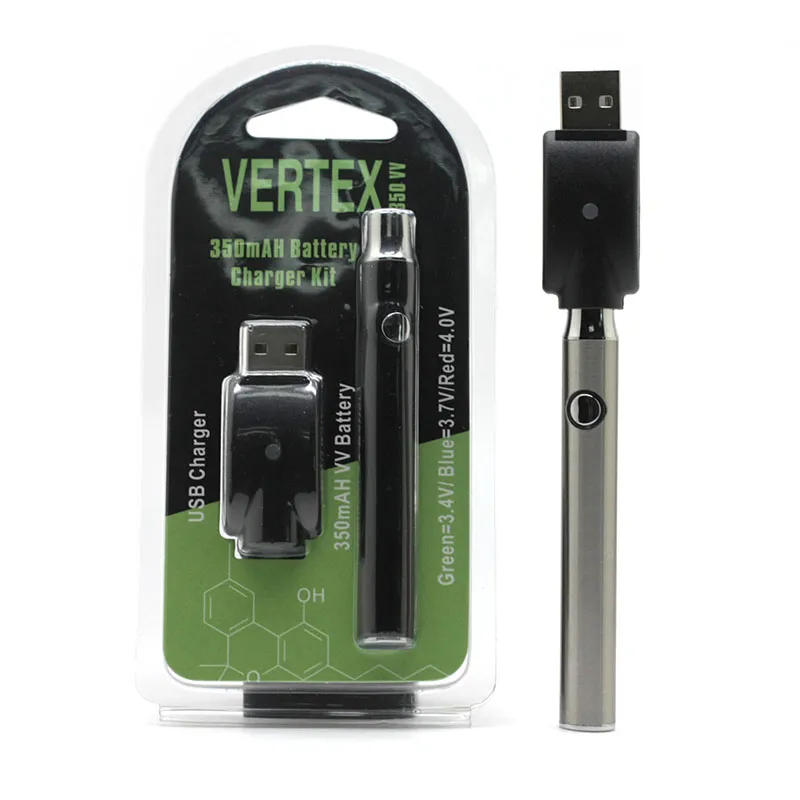 Vertex LAW Co2 VV Preheat Battery Kits LO Oil Vaporizer 510 Vape Pen Preheating Batteries 350mah BOGO 