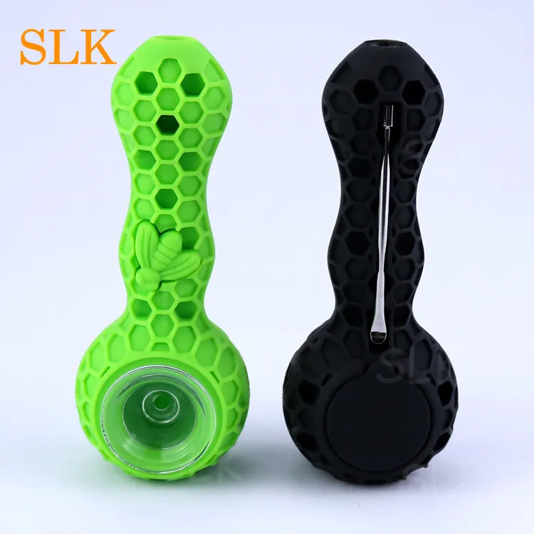 4,33 pouces Honeybee Style Silicone Bongs Honeycomb Tabac Pipes En Verre Brûleur À Huile Pipes Freeshipping En Gros Meilleure Vente