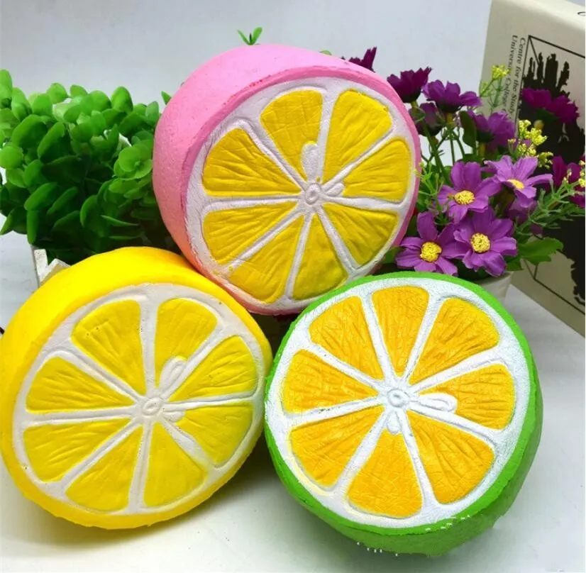 11CM Jumbo Squishy Lemon Kawaii Squishy Cute Fruit decoración de crecimiento lento colgante de correa para teléfono Squishes regalo juguetes muñeca