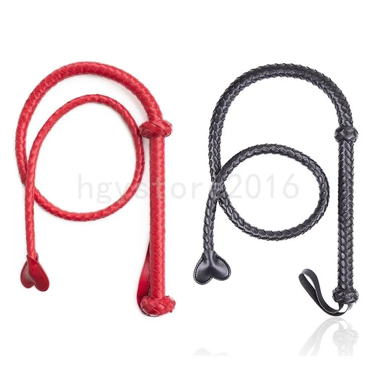 Bondage Schiava lunga in ecopelle Queen Frusta Manico da equitazione Raccolto intrecciato Flogger party Fun # R56