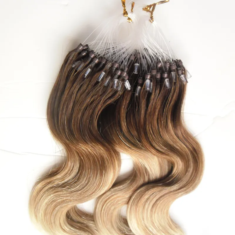 Vague de corps brésilienne cheveux micro anneau 4613 ombre micro extensions de cheveux 100g Remy Micro anneau perles Extensions de cheveux humains 3415519