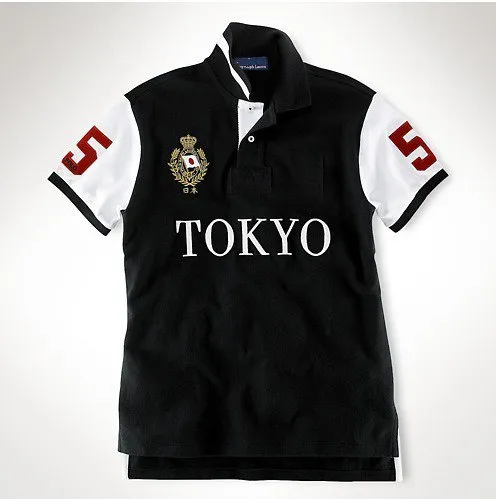 Haftowe krótkie rękawie Poloshirt Men Tshirt Tokyo Rome Dubai Los Angeles Chicago New York Berlin Madryt Tee koszule M L XL 2xl Dropshipping
