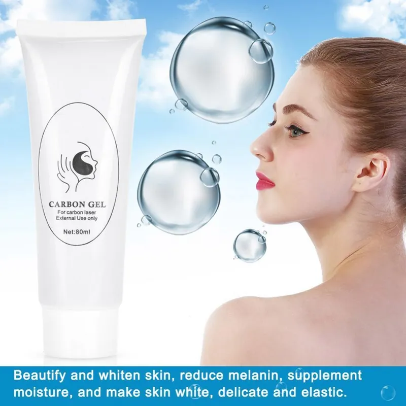 Mjukt svart docka Carbon Cream Gel för ND YAG Laser Skin Föryngring Behandling Aktiv 80ml per flaska ansikte vit