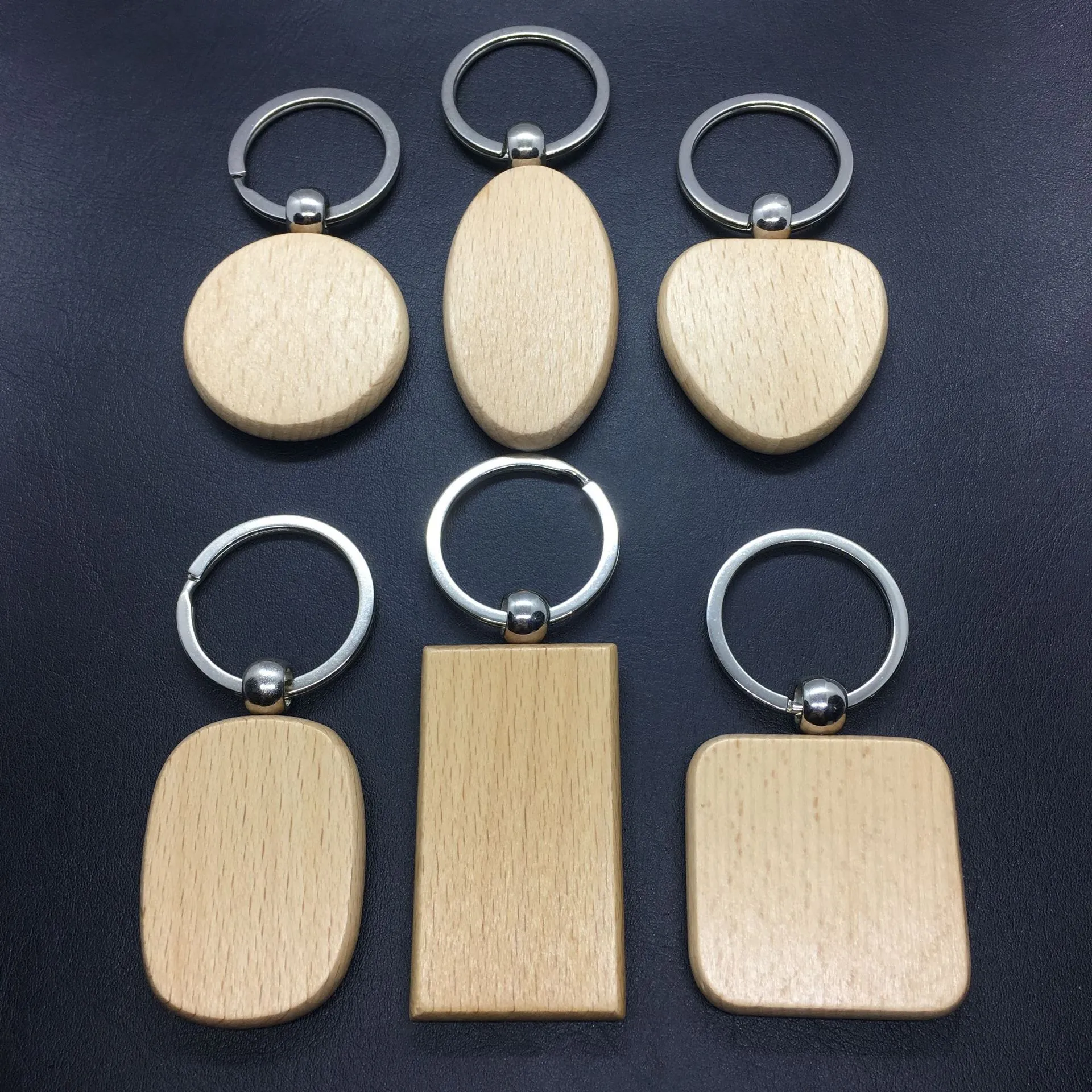 KImter Blank Wood Nyckel Ringhållare Round Square Rectangle Shape Personliga EDC Trä nyckelringar DIY CRAFT KEYRINGS GIFT GRATIS DHL G199F