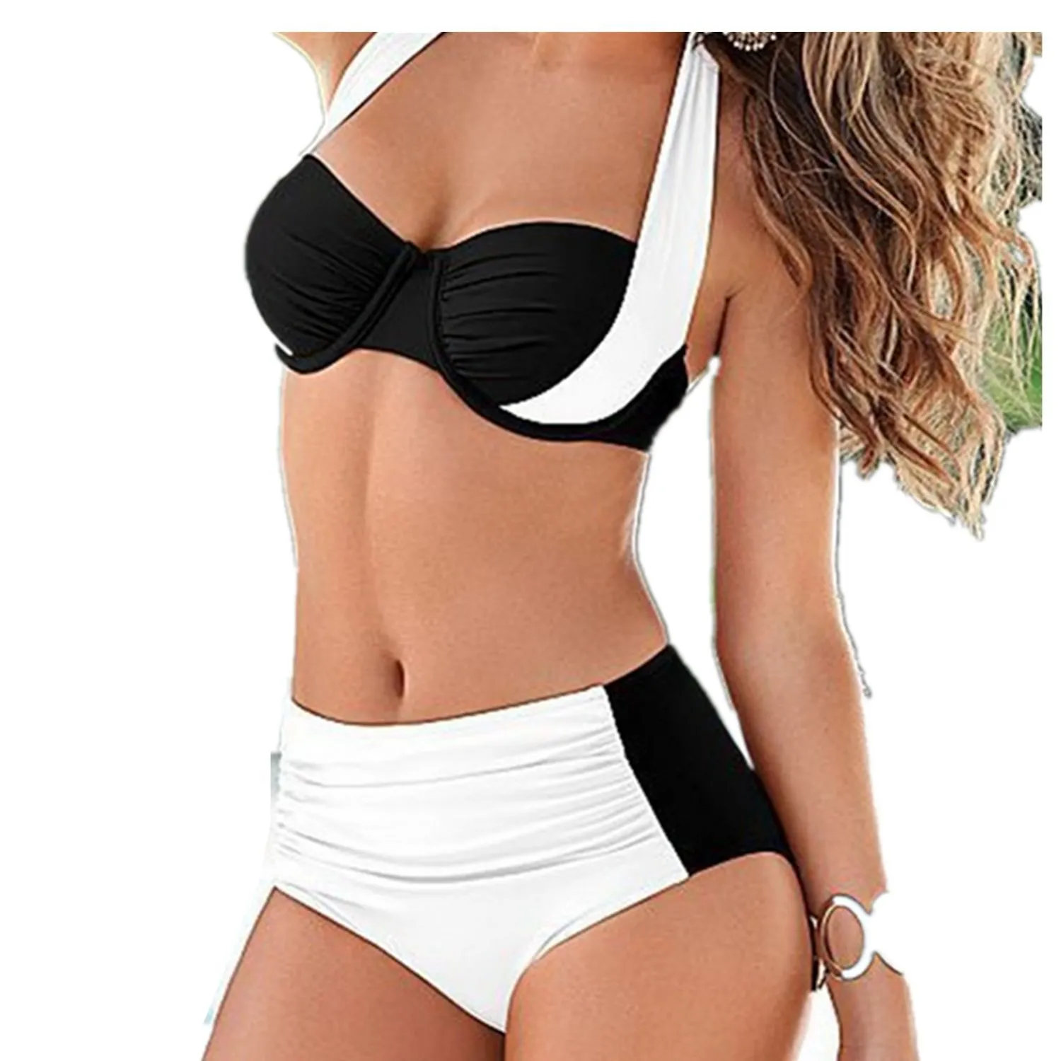 Bikini sexy para mujer Traje de baño de cintura alta Traje de baño de talla grande Halter Push Up Ropa de playa brasileña Tankini