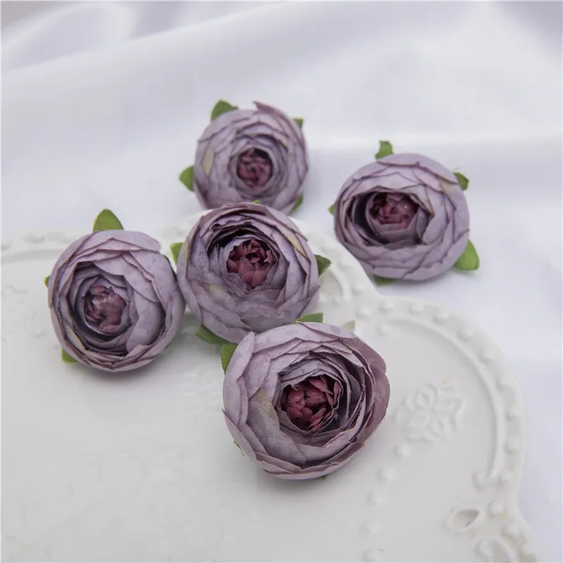 Mini thé artificiel Rose Bud petite pivoine Camellia Flores tête de fleur pour la décoration de boule de mariage bricolage cadeaux artisanaux pour la décoration de fête2364874