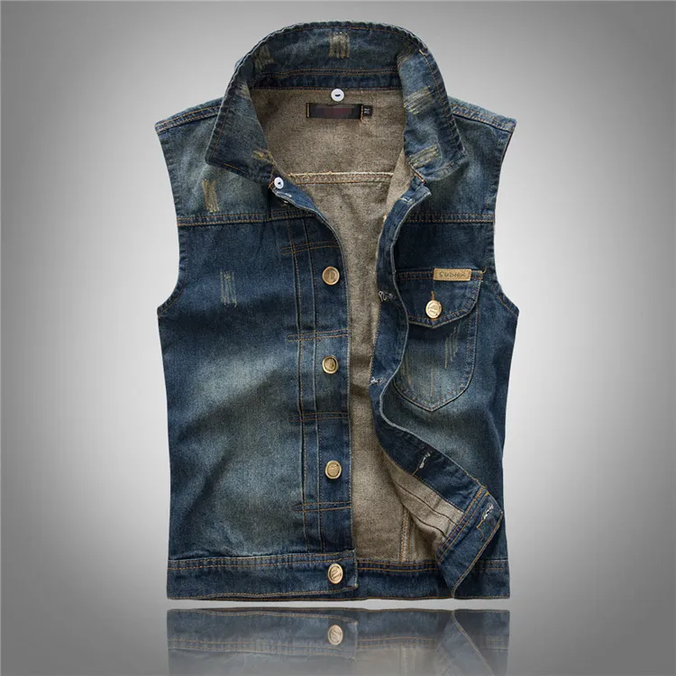 Koreanska Slim Denim Vests Hoodies Mens Denim Jackor Ärmlös Outwear Coats Hip Hop Wistcats Gratis frakt 2018 M L XL XXL XXXL