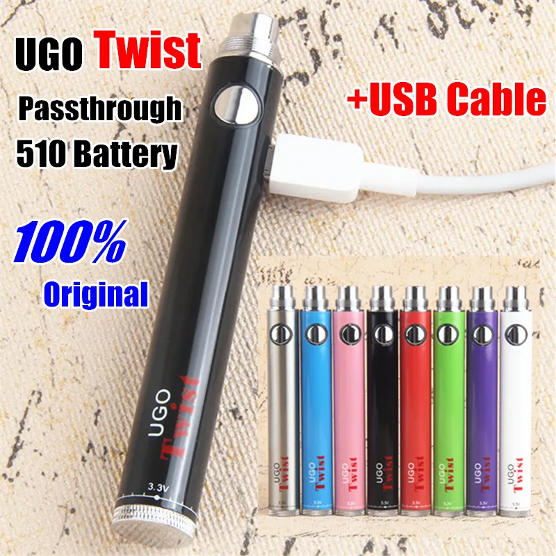 China factory eGo UGO VV Batteries Variable Voltage ego-c twist Micro USB evod Passthrough battery Fit 510 Atomizers CE3 Vaporizer