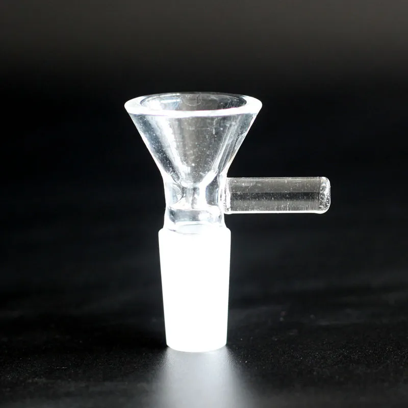 Toboggan en verre pour tabac et herbes, bol sec avec poignée pour tuyaux de bong, narguilé, Joint mâle de 14mm et 18mm