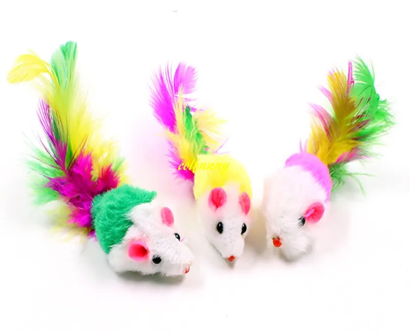 Mouse Toy, Feather Cat Toy .Colorful Feather Tail,For Cat Toy Dog Pet