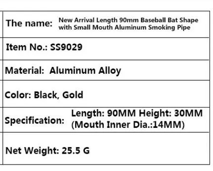 Neue 90-mm-Baseballschläger-Modellierung aus Aluminiumlegierung und kleines Rohr