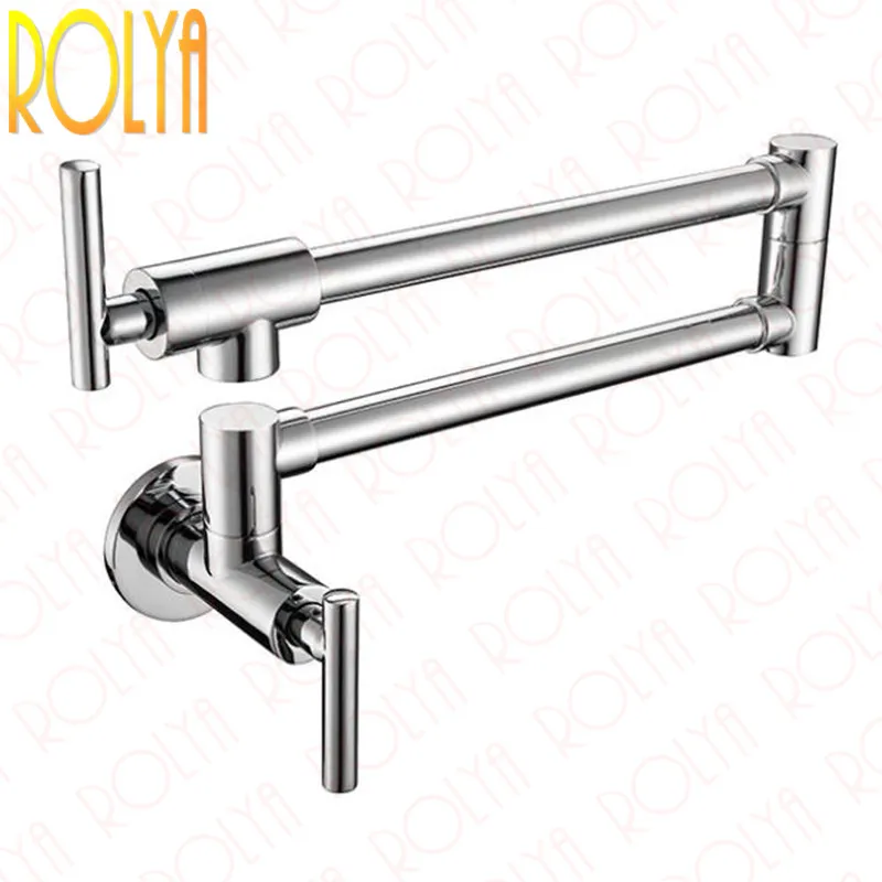 Rolya Nero Opaco Pot Filler Rubinetto Della Cucina Lavello Miscelatore Rubinetti A Parete Cromo/Nichel Spazzolato