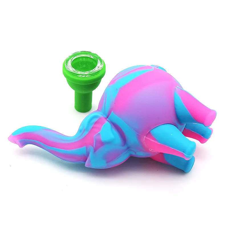 Tubo in silicone elefante con ciotola in vetro mini gorgogliatore Tubi condimenti in silicone alimenti Bong in silicone lunghezza 123mm