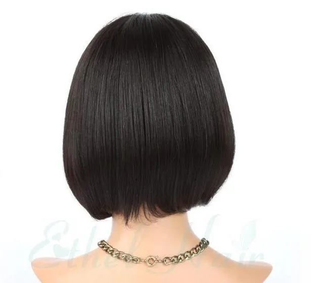 2022 Cabelo humano brasileiro para mulheres negras perucas frontais curtas Bob estilo densidade de glueless perucas cheias