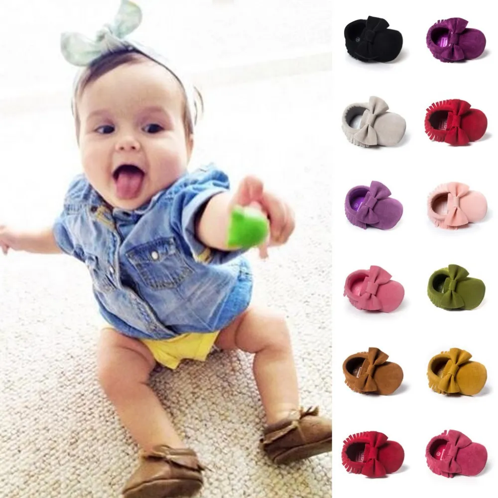 Mix Color Atacado 60 Pares Bebê Recém-nascido Meninas Meninos Tênis Mocassim Interior Infantil Não-escorregar Criança Primeiros Caminhantes Borlas Sapatos