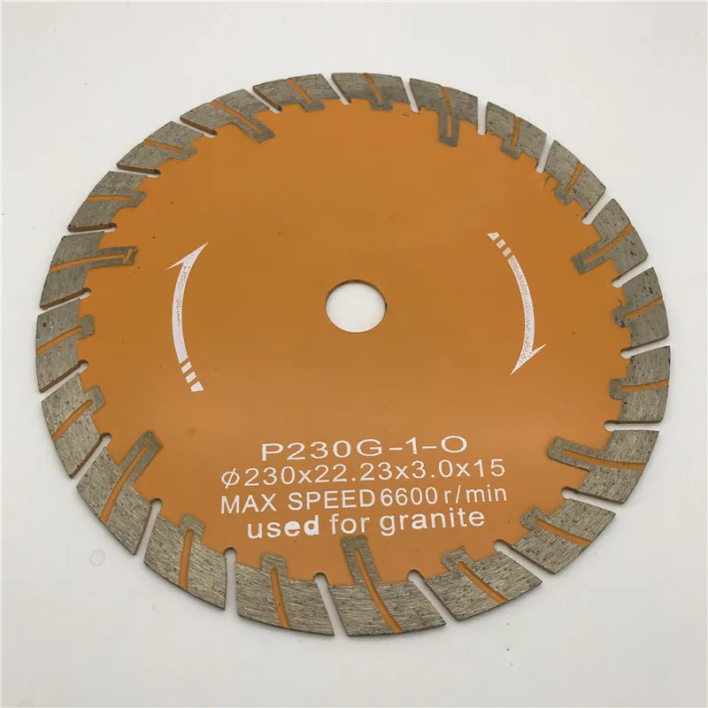 diamond saw blade 9 inch 230 mm protective teeth cutting disc for granite inner hole 22 23 mm