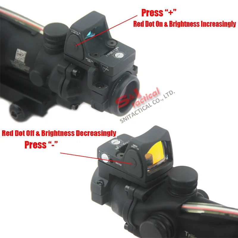 Nouveau Trijicon ACOG 4x32 Source de fibre Rouge Rifle illuminé Scope W RMR Micro Dot Red Version marquée Black9366148