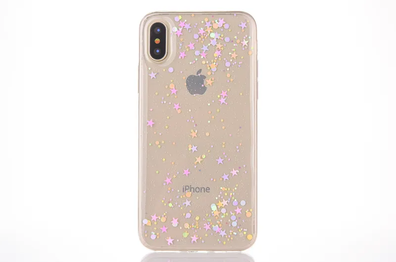 Luxo Glitter Bling estrelado Estrela Limpar Phone Case para iPhone 11 Pro Max XR X XS 8 Plus Samsung S10 Além disso TPU