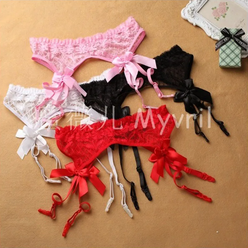 Hot Women Thongs Lace Stocking Suspender Sexy Lingeries Dual Layer