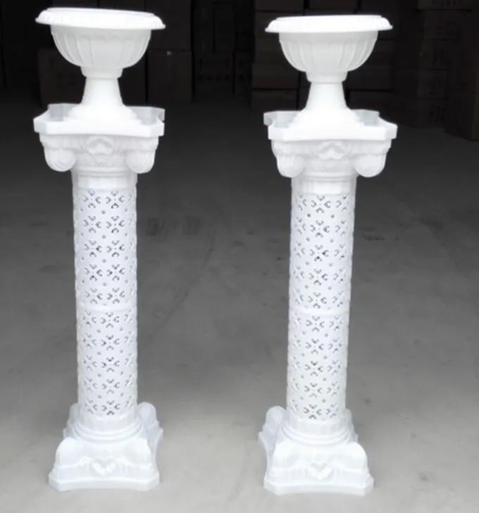 Set Van 2 Romeinse Zuilen – Wit Plastic, 10,6 X 34,6 Inch – Voor Bruiloften, Feesten En Decoratie