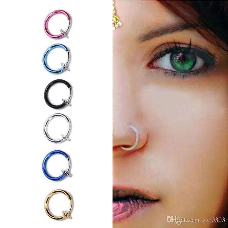 Compre Piercing falso de cobre, anel de nariz, coração, estrela, coroa,  clipe no nariz, orelha, brinco, para mulheres, meninas, presente, joias  corporais